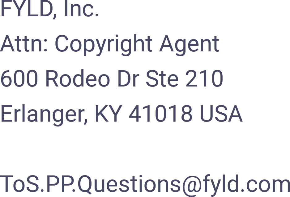 Contact Information - Copyright Agent